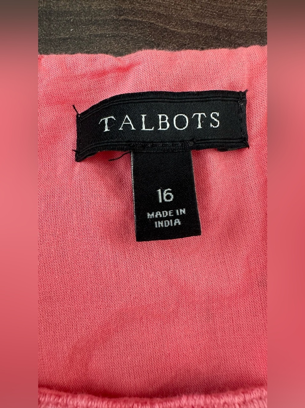 Talbots Coral Eyelet Lace Shift Dress Size 16 100% Cotton Summer Midi - Picture 6 of 7